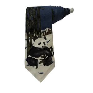 WWF World Wildlife Fund Giant Panda Design NO 140 Vintage Novelty Necktie Silk